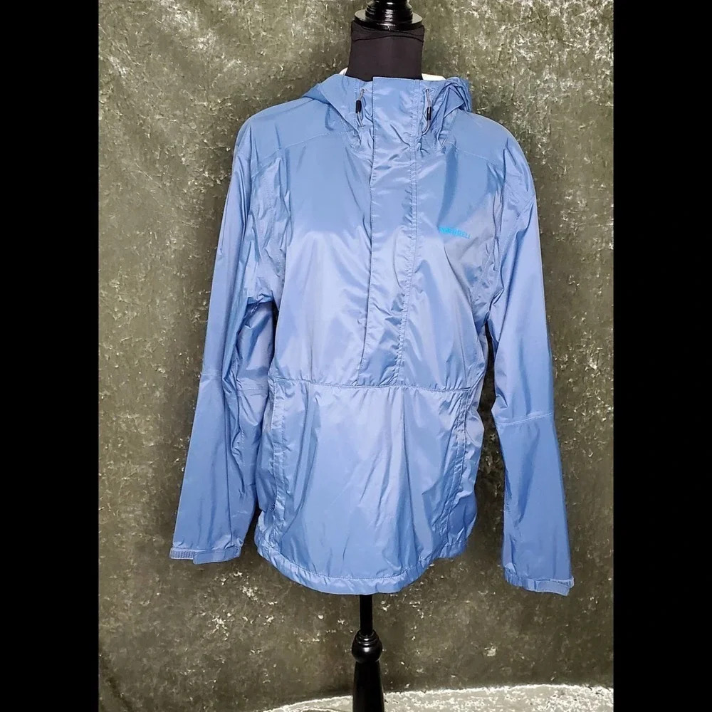 Merrell Blue Hooded Pullover Windbreaker Jacket